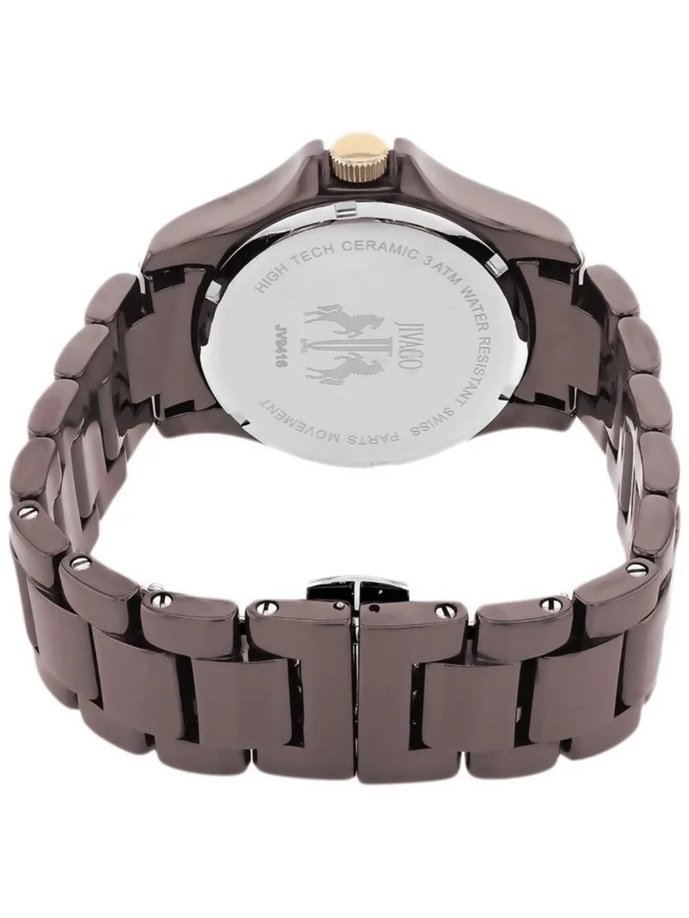 NWT Jivago Ceramic Crystal Pave Dial Ladies Maroon Watch